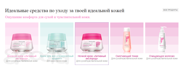 Серия Оптималс для сухой и чувствительной кожи
